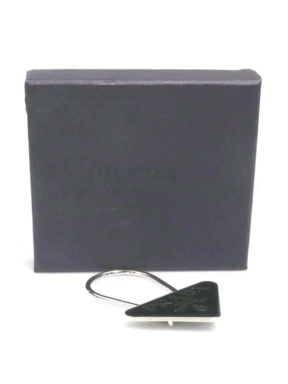 Auth Prada Key Ring Black/Silver Metal #280438P17B